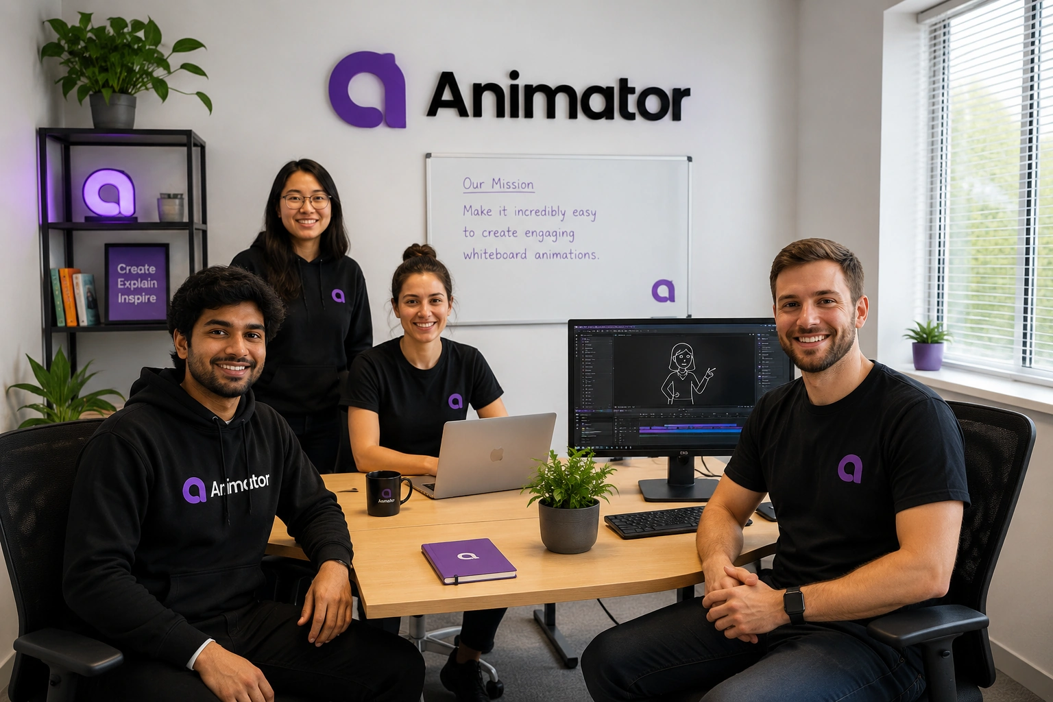 Animator design and development team working together in the office